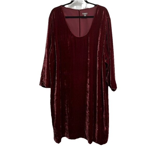 J. Jill Velvet Tunic Dress Deep Mauve Holiday Party Sz 4X Lagenlook Minimalist - Picture 1 of 12